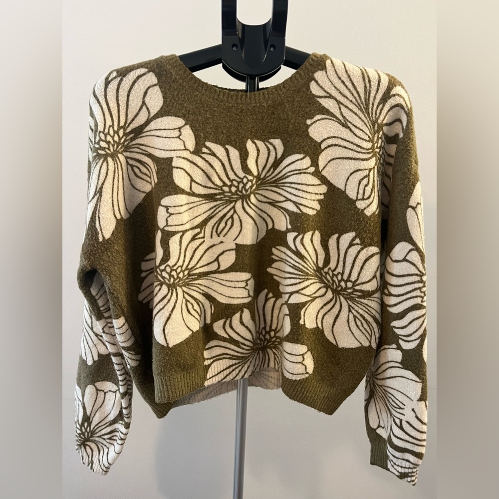 Saltwater LUXE Olive Floral Sweater